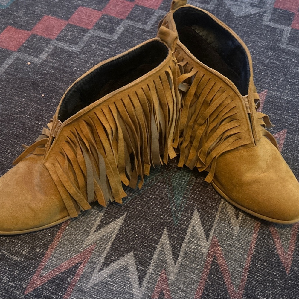 Fringed Suede Ankle Boots
